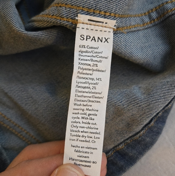 Spanx Tie-Front Summer Denim Jean Shirt Jacket Twilight Indigo Shacket - Picture 10 of 15